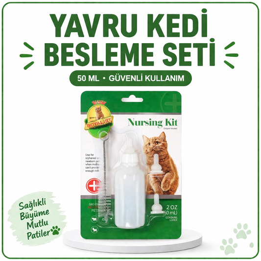 Yavru Kedi & Köpek Besleme Seti 50 ML – Kolay ve Güvenli Besleme (Biberon + Fırça + Yedek Uç)