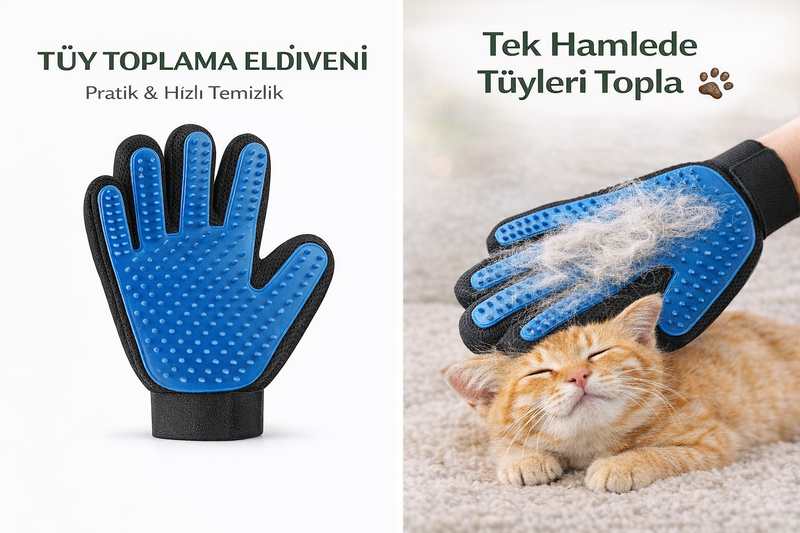 Royalist Tüy Toplama Eldiveni – Kedi & Köpek Tüy Temizleme ve Tarama Eldiveni (Pratik & Yeniden Kullanılabilir)
