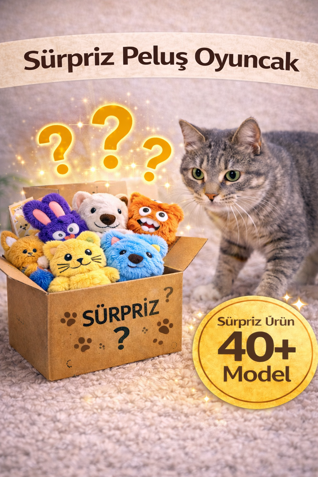 Kutudan Ne Çıkacak? 🎁  Sürpriz Peluş Oyuncak (40+ Model)