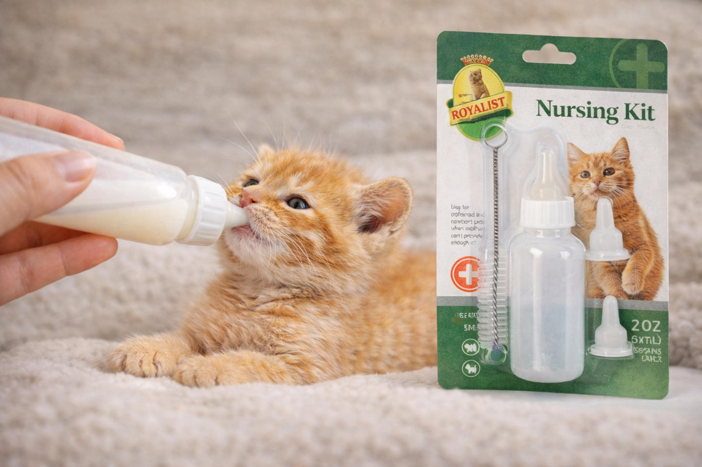 Yavru Kedi & Köpek Besleme Seti 50 ML – Kolay ve Güvenli Besleme (Biberon + Fırça + Yedek Uç)
