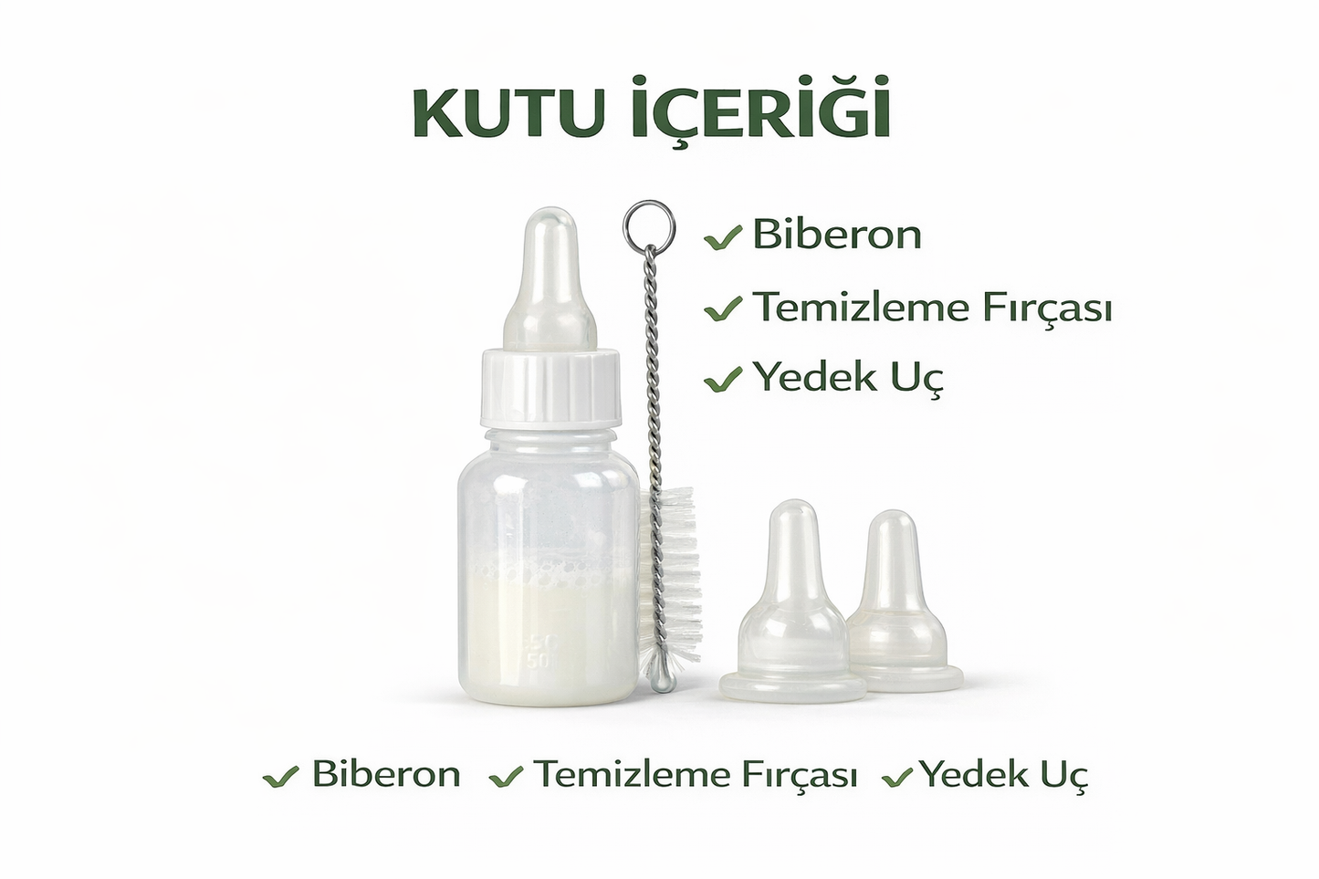 Yavru Kedi & Köpek Besleme Seti 50 ML – Kolay ve Güvenli Besleme (Biberon + Fırça + Yedek Uç)