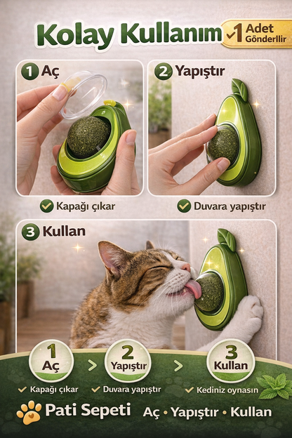 Catnipli Kedi Oyuncağı Yalama Topu (Duvara Yapışan Kedi Nanesi Topu)