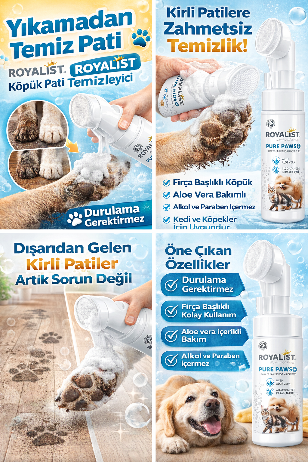 Yıkamadan Temiz Pati 🐾 | Royalist Köpük Pati Temizleyici